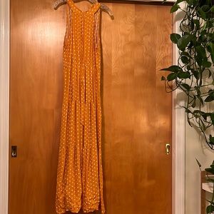 Long yellow polka dot sundress